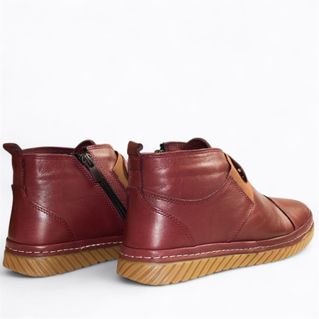 Skórzane bordowe trzewiki damskie Osilina