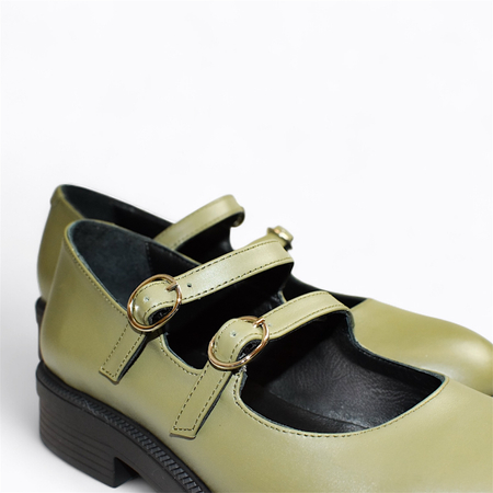 Skórzane zielone półbuty damskie Kirella