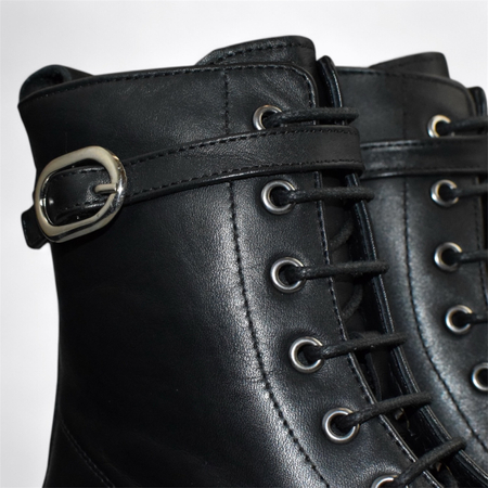 SKÓRZANE CZARNE TRZEWIKI DAMSKIE FENOLIN