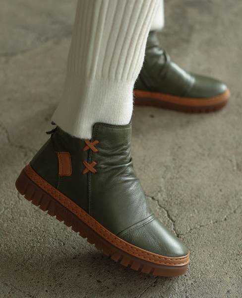 Brumela Women's Olive-Green Leather Boots