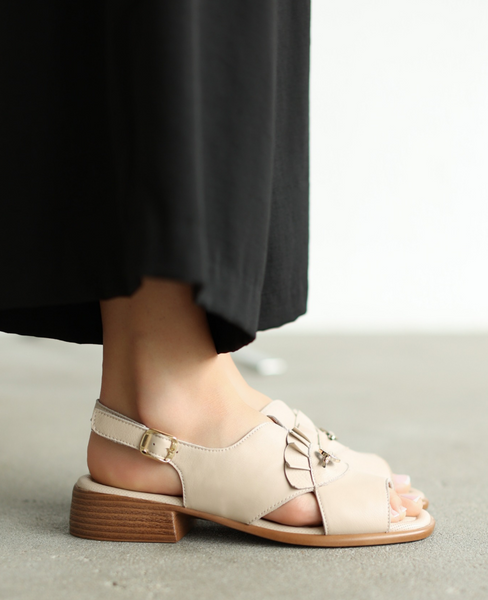 Brimeli Beige Leather Women's Sandals