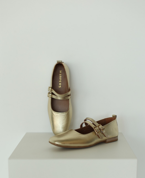 Albrika Women's Leather Gold Loafers