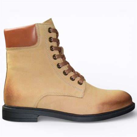 SKÓRZANE BEŻOWE TRZEWIKI DAMSKIE EMERITI