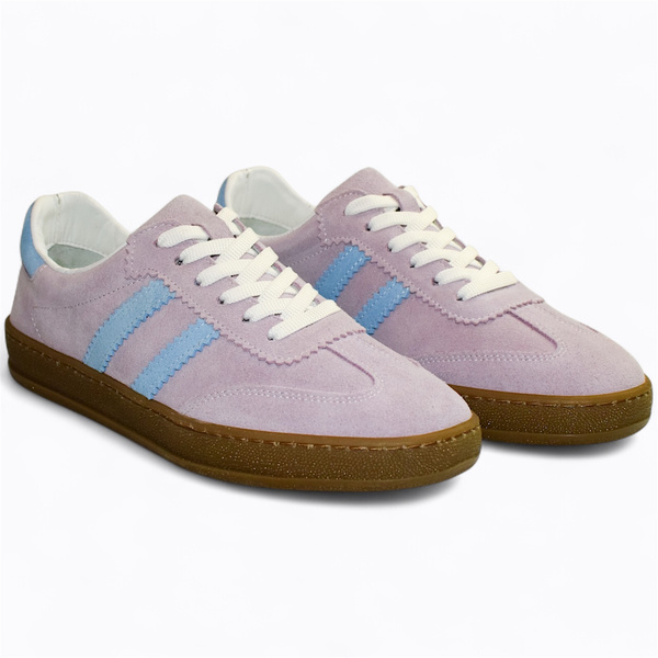 Skórzane fuksjowe sneakersy damskie Magline