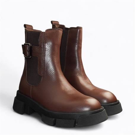 Zemilta Women's Brown Leather Ankle Boots