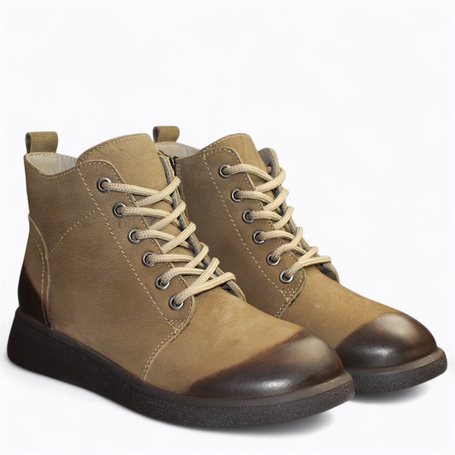 Alunire Beige Leather Women's Boots