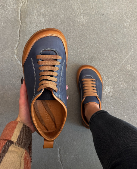 Teleira Women's Navy Blue Leather Barefoot Shoes