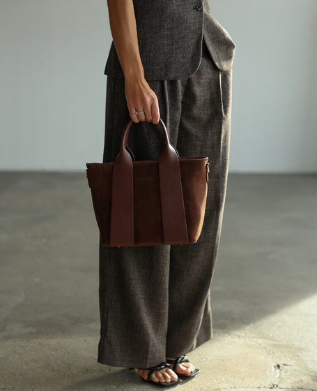 Elishia Koniak - Red Suede Leather Shopper Bag