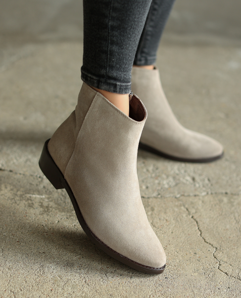 Giselia Beige Leather Women's Ankle Boots