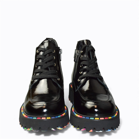 Skórzane czarne trzewiki damskie Siliona