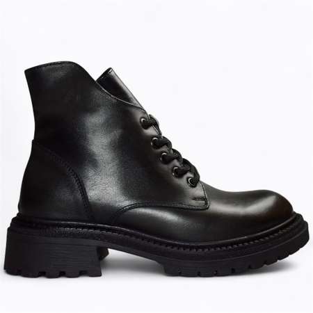 SKÓRZANE CZARNE BOTKI DAMSKIE FANTINA