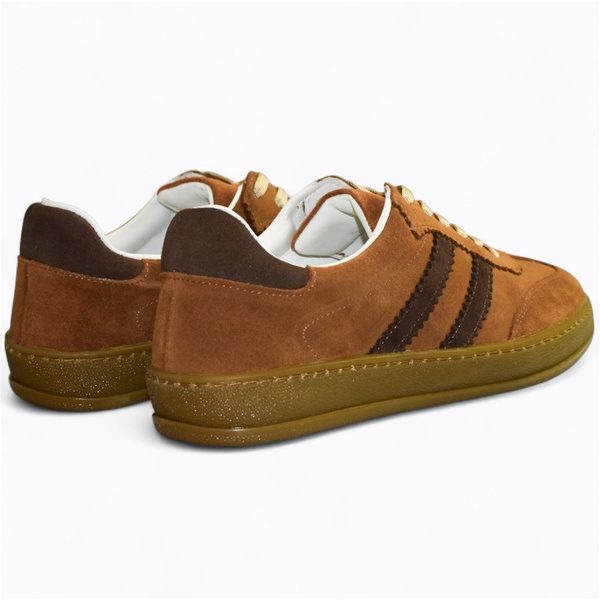 Skórzane rude sneakersy damskie Magline