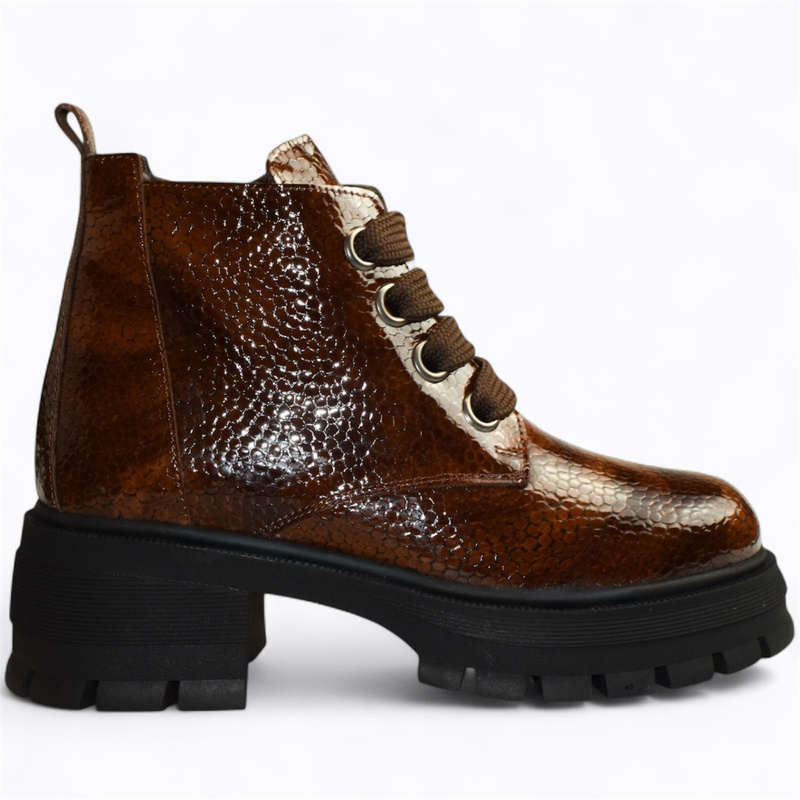 Jesmira Women's Brown Leather Ankle Boots