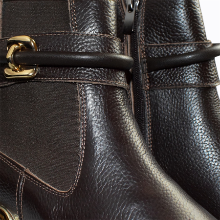 Skórzane brązowe botki damskie Heciria