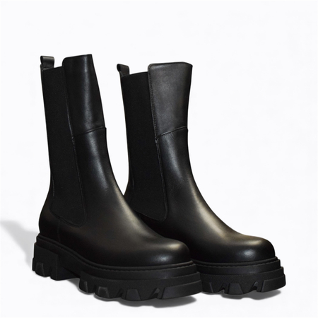 SKÓRZANE CZARNE BOTKI DAMSKIE ISBEL