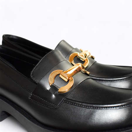 Skórzane czarne półbuty damskie Tilomea