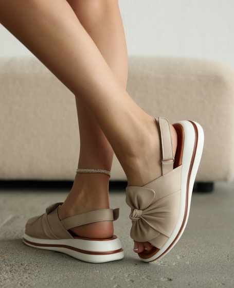 Ulrinia Beige Leather Women's Sandals