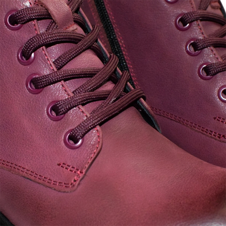 Skórzane bordowe botki damskie Fantina