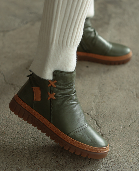 Brumela Women's Olive-Green Leather Boots