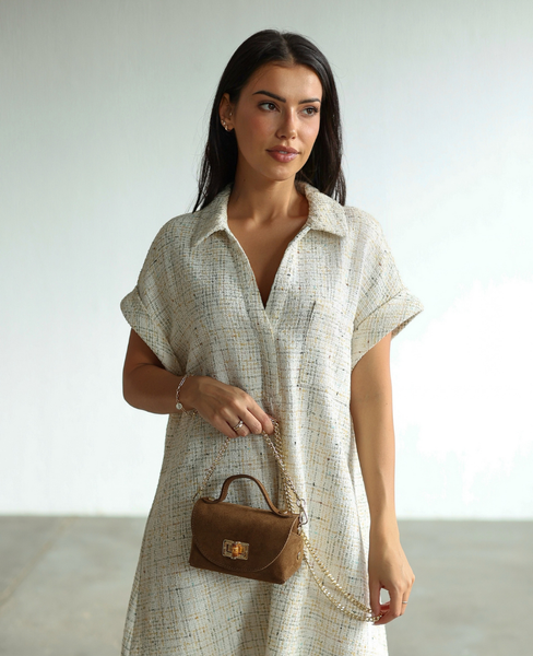 Faerine Taupe - suede leather mini trunk