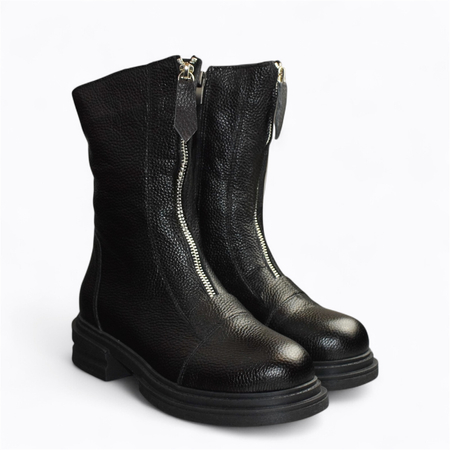 Skórzane czarne botki damskie Barelia