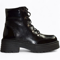 SKÓRZANE CZARNE TRZEWIKI DAMSKIE KERALIN