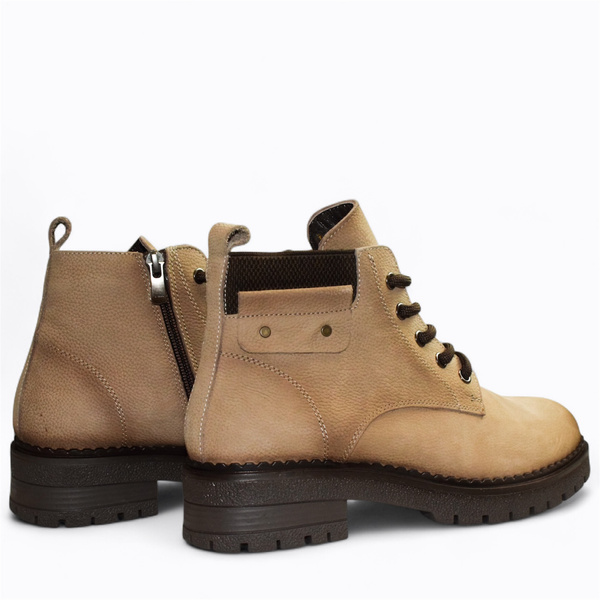 Frilama Women's Gray Leather Ankle Boots