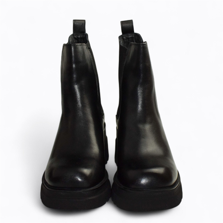 Skórzane czarne botki damskie Zarelin