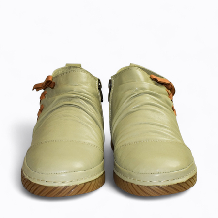 Skórzane zielone trzewiki damskie Kaviani