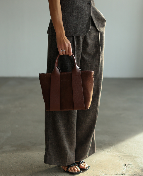 Elishia Koniak - Red Suede Leather Shopper Bag