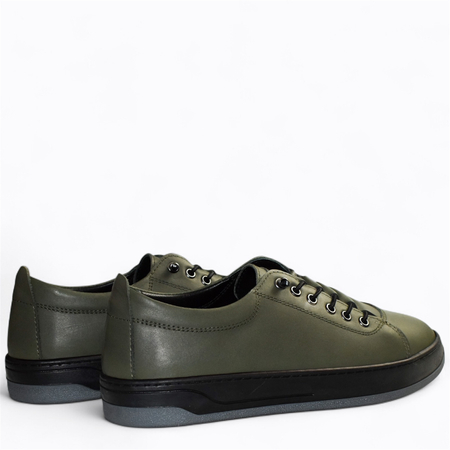 Skórzane oliwkowe sneakersy damskie Arestia