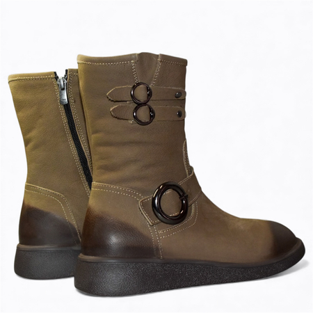 SKÓRZANE BEŻOWE TRZEWIKI DAMSKIE DAVINIA