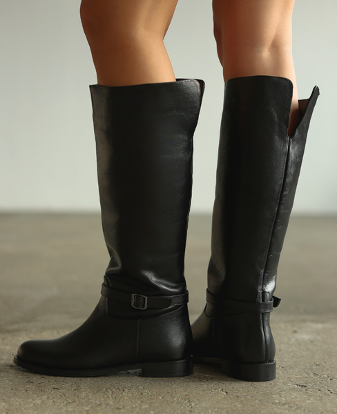 Bellara Women's Black Leather Knee-High Boots