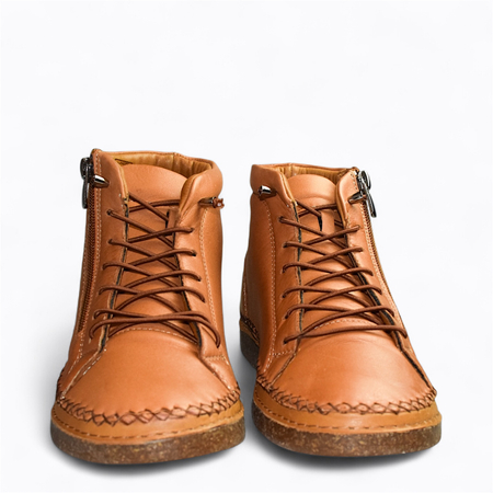 Skórzane rude botki damskie Nimeris