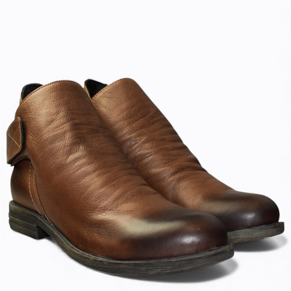 Nixoria Women's Brown Leather Ankle Boots