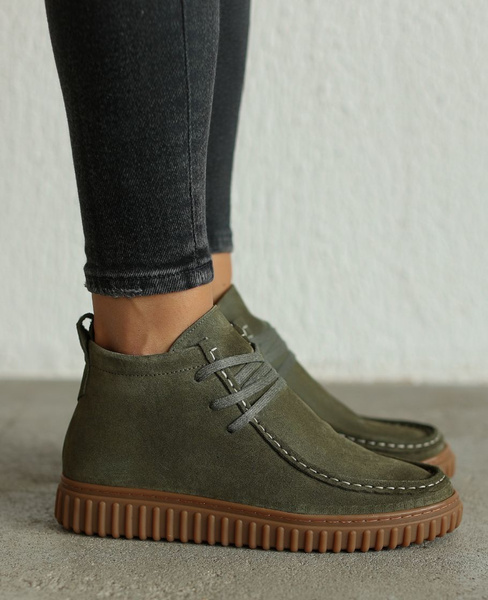 Dalorin Women's Olive-Green Leather Boots