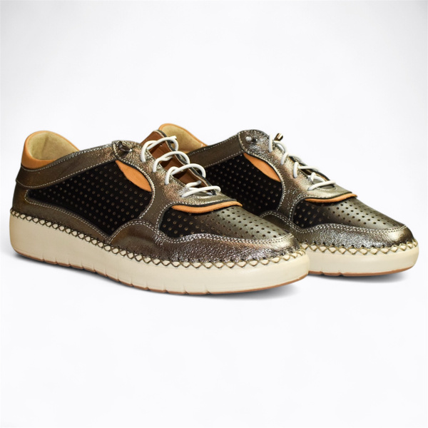Rinelei Women's Black Leather Low-Top Shoes