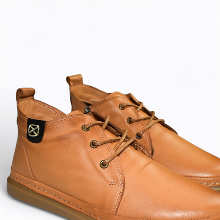 Skórzane rude trzewiki damskie Donteri