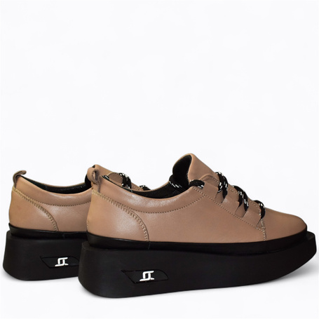 Lesmari Women's Gray Leather Low-Top Shoes