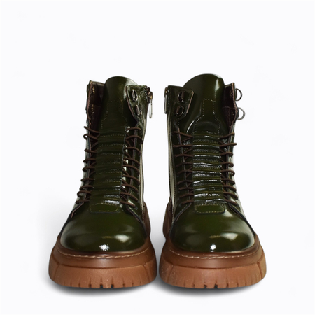SKÓRZANE ZIELONE BOTKI DAMSKIE IDALINA