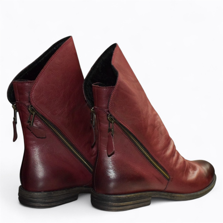 Caliona Women's Burgundy Leather Ankle Boots
