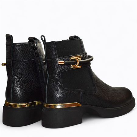 SKÓRZANE CZARNE BOTKI DAMSKIE HECIRIA