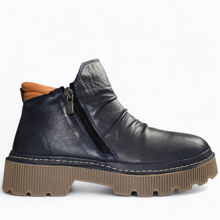 SKÓRZANE GRANATOWE TRZEWIKI DAMSKIE ZIRELLE