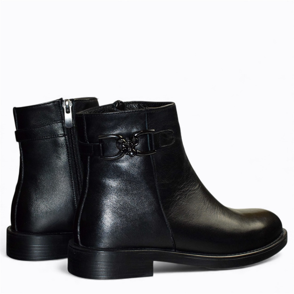 ZINETHI BLACK LEATHER WOMEN'S ANKLE BOOTS