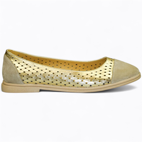 Brethin Women's Leather Gold Loafers