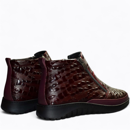 Eudoria Women's Burgundy Leather Ankle Boots