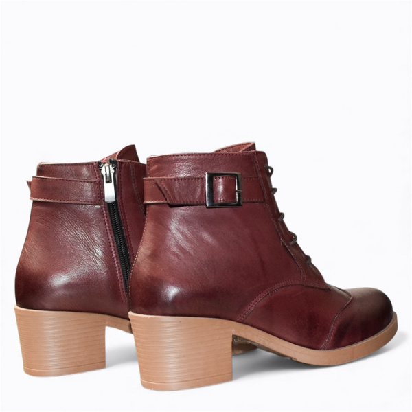 Trinnel Women's Burgundy Leather Ankle Boots