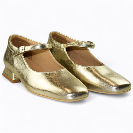 Rohilia Women's Leather Gold Loafers