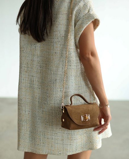 Faerine Taupe - suede leather mini trunk