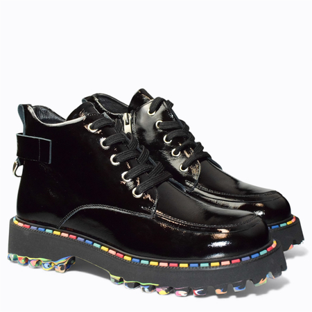 Skórzane czarne trzewiki damskie Siliona